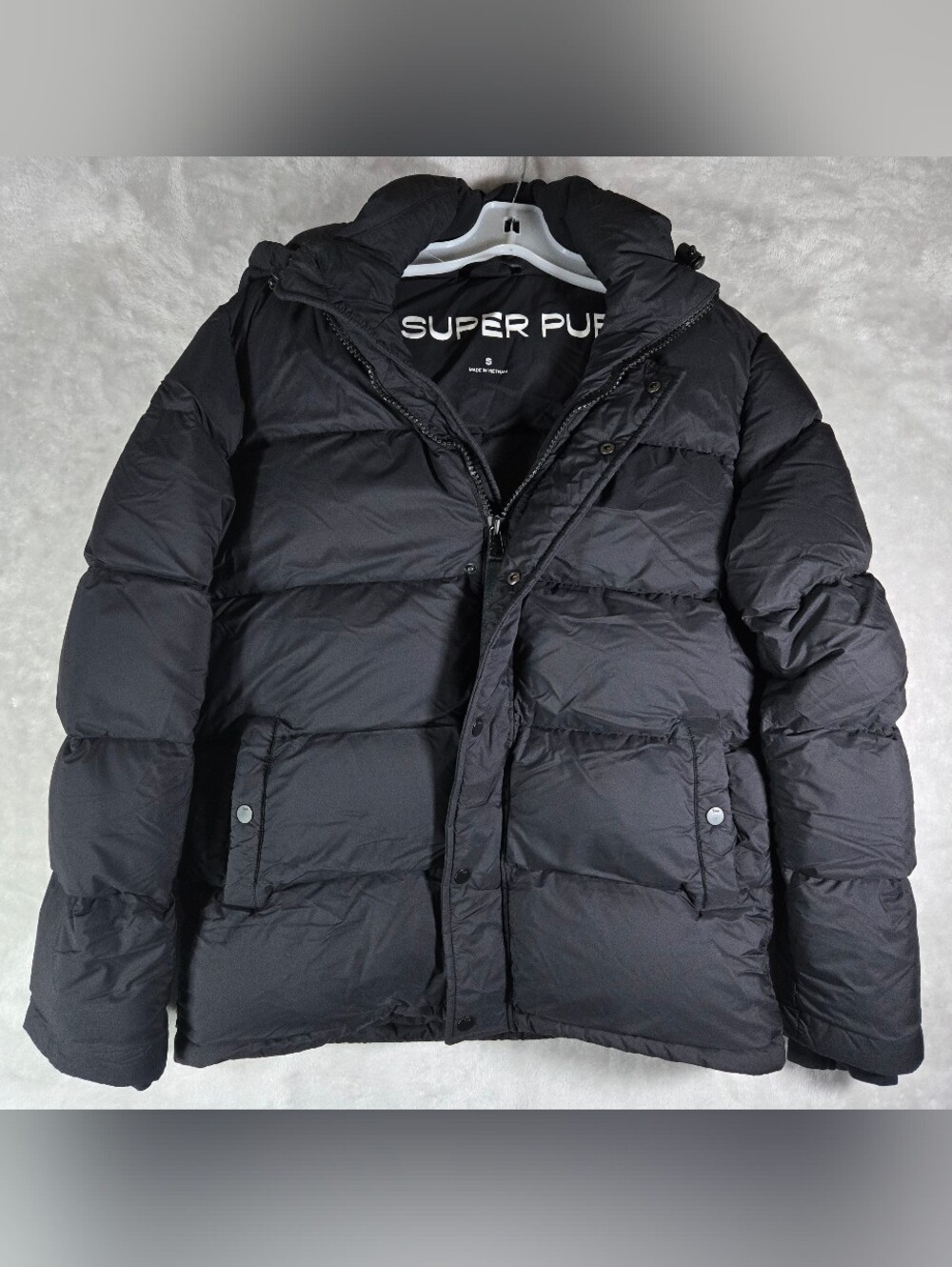 Aritzia Mr. Super Puff TNA Down Jacket Mens Size Small S Black Removable Hood